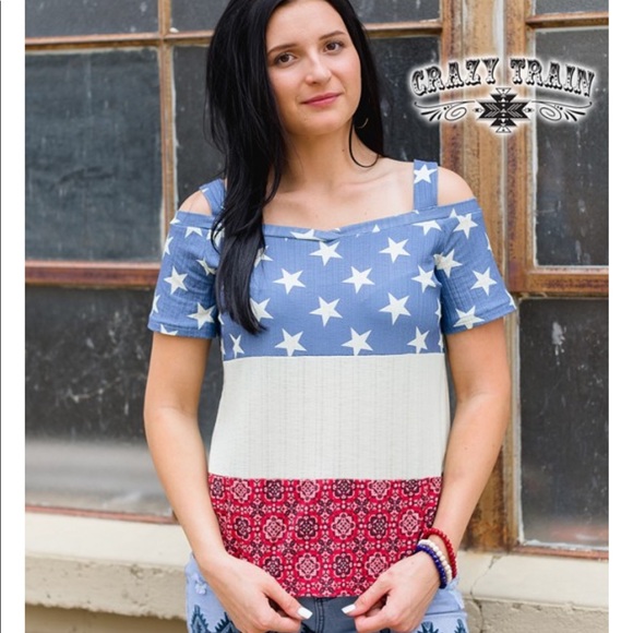 Crazy Train Bless It Americana Top - Picture 1 of 3